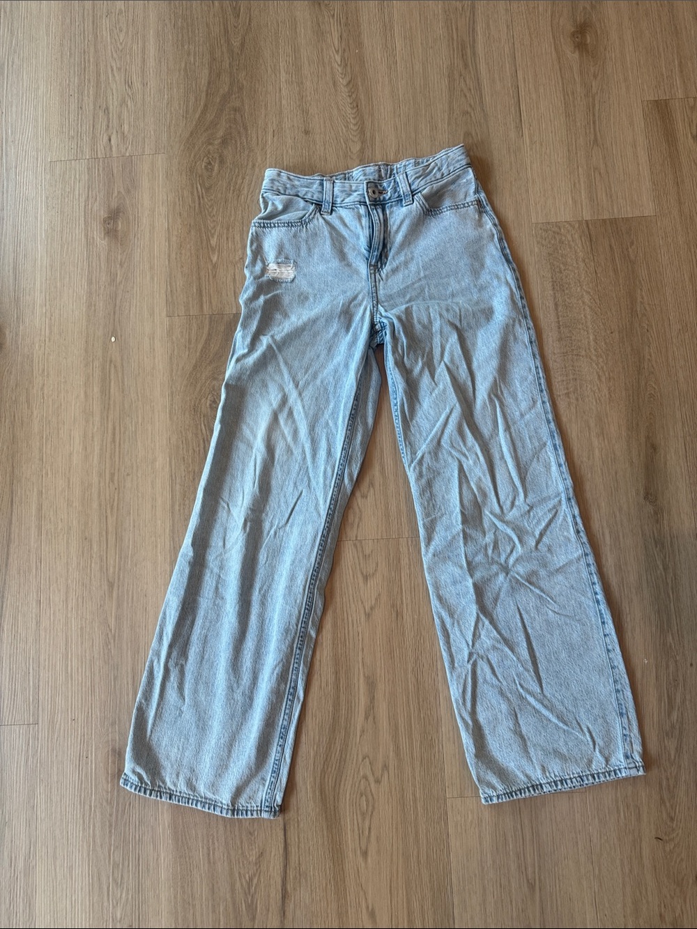 abercrombie kids light blue wide-leg jeans